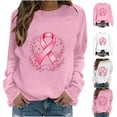 thumbnail image 1 of Pxxlle Breast Cancer Awareness Shirts for Women Pink Long Sleeve Crewneck Sweatshirts Ribbon Graphic Pullovers for Cancer Survivor Gifts M, 1 of 6