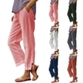thumbnail image 1 of Pxxlle Cotton Linen Pants for Women Plus Size High Waisted Summer Beach Vacation Pant with Pockets Loose Fit Wide Leg Trousers with Pockets Orange L, 1 of 6
