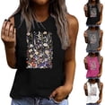 thumbnail image 1 of Pxxlle Cotton Tank Tops for Women Casual Summer Sleeveless Going Out Tops Fashion Floral Graphic Tanks Loose Fit Round Neck Beach Vacation Clothes Black XXL, 1 of 5