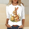 thumbnail image 1 of Pxxlle Easter Shirts for Women Loose Fit 3/4 Sleeve Easter Rabbit Graphic Tees Casual Round Neck T Shirt Easter Day Gifts for Women XXXL, 1 of 5