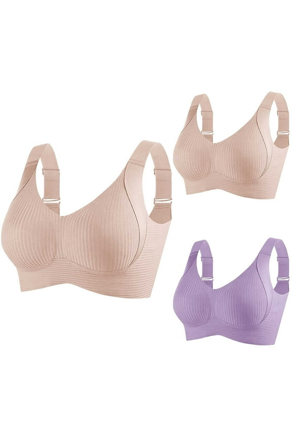Everyday Bras for Women Plus Size Wireless Bralette for Older Women Comfort Push Up Full Coverage Bra for Big Breast XL