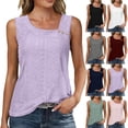 thumbnail image 1 of Pxxlle Eyelet Tops for Women Summer Sleeveless Tank Top Solid Color Breathable Beach Vacation Shirts Casual V Neck Tunic Blouse Dark Gray XXL, 1 of 9
