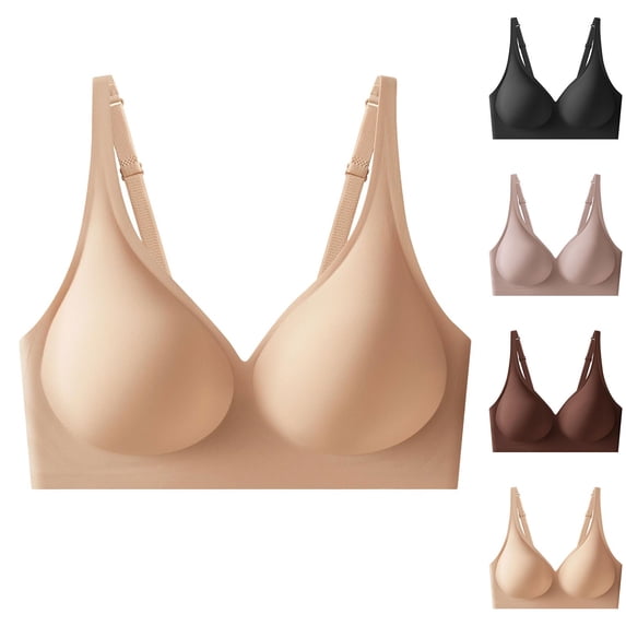 Pxxlle Jelly Bras for Women Seamless Wireless Everyday Bra Comfort Supportive Bralettes Adjustable Strap Full Coverage Bras L