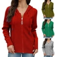 thumbnail image 1 of Pxxlle Knit Hoodie Sweater for Women Zip Up Sweatshirts Casual Long Sleeve Hooded Sweatshirt Solid Color Fall Winter Hooded Sweaters Red L, 1 of 9