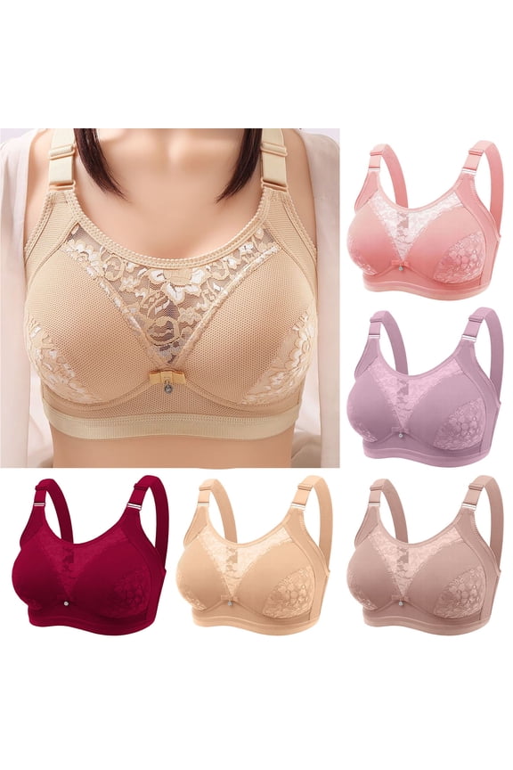 Lace Bras for Women Plus Size No Underwire Thin Side Bra Comfort Supportive Everyday Bralettes Comfy Full Coverage Adjustable Strap Brasieres XXXL Beige