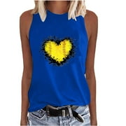 Pxxlle Love Baseball Tank Tops Women Summer Sporty Workout Shirts Casual Sleeveless Graphic Tees Summer Vacation T Shirt Softball Pullover Vest Top