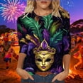 thumbnail image 1 of Pxxlle Mardi Gras Outfits for Women New Orleans Party Shirt Plus Size 3/4 Sleeve Crewneck Tunic Tops Funny Mask Print Shirts Size XXL, 1 of 5