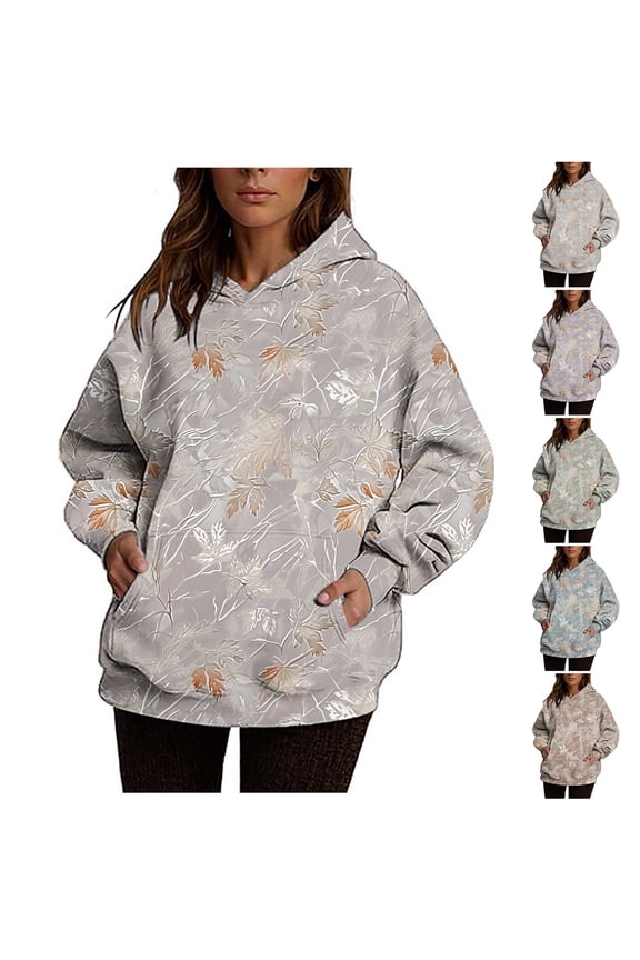 Oversized Hoodies for Women Loose Fit Long Sleeve Fall Sweatshirts Trendy Camo Graphic Hoodie Pullover Tops with Pockets Blue XXL