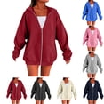 thumbnail image 1 of Pxxlle Oversized Hoodies for Women Zip Up Fall Hooded Jackets Loose Fit Long Sleeve Hoodie Sweatshirts with Pockets Solid Color Sweatshirt Navy S, 1 of 4