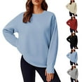 thumbnail image 1 of Pxxlle Oversized Sweatshirts for Women Fall Long Sleeve Sweatshirt with Thumb Hole Casual Round Neck Pullover Tops Solid Color Drop Shoulder Sweatshirts Pink XXL, 1 of 9