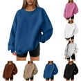 thumbnail image 1 of Pxxlle Oversized Sweatshirts Women Loose Fit Crew Neck Pullover Tops Casual Long Sleeve Fall Sweatshirt Plain Color Womens Sweatshirt Blue L, 1 of 5