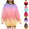 thumbnail image 1 of Pxxlle Oversized Sweatshirts Women Trendy Gradient Graphic Sweatshirt Loose Fit Long Sleeve Pullover Tops Casual Round Neck Loungewear Pink L, 1 of 6