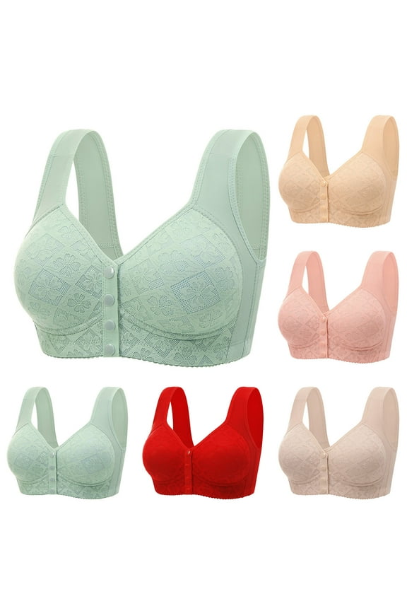 Plus Size Bras for Women Wireless Front Closure Bra for Older Women Push Up Full Coverage Bralettes for Big Breast XXXXL