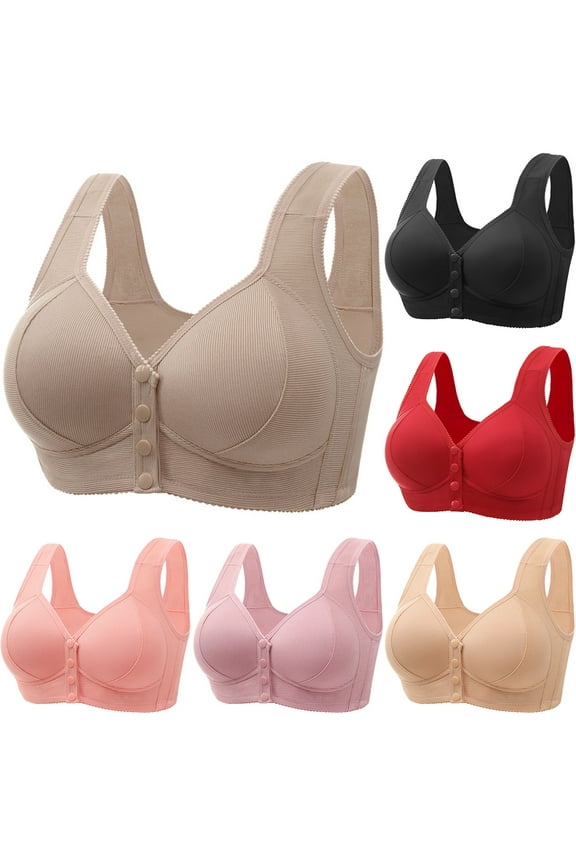 Plus Size Bras for Women Wireless Front Closure Bra for Senior Women Push Up Full Coverage Everyday Bralettes for Large Breast 36