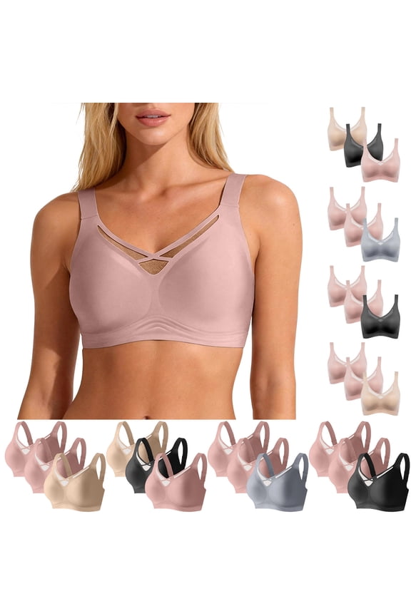 Plus Size Jelly Bras for Women Pack 3 No Underwire Seamless Minimizer Bra Comfort Supportive Full Coverage Bralettes for Big Breast XXXXL