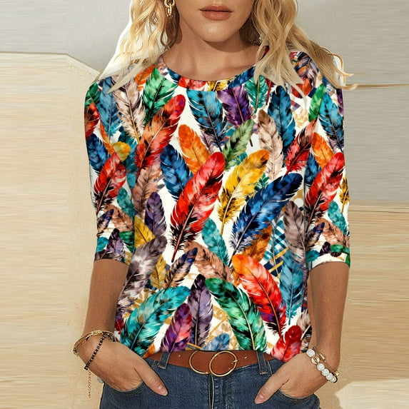 Pxxlle Plus Size Mardi Gras Shirts for Women Striped Graphic Tee Shirts Loose Fitted 3/4 Sleeve Crewneck Shirt New Orleans Carnival Party Tops Size M