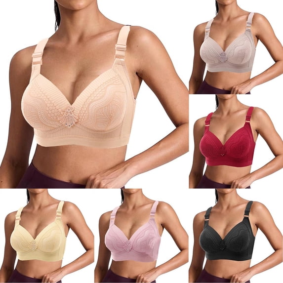 Pxxlle Plus Size Women's Bras Wireless Push Up Lace Bra Comfort Full Coverage Adjustable Straps Bralettes for Large Bust XXL