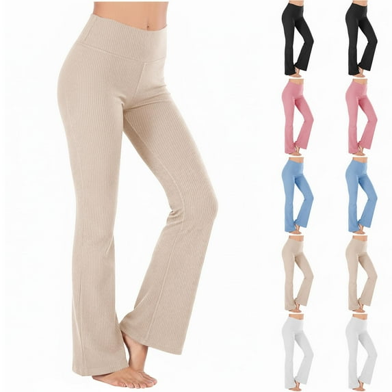 Pxxlle Plus Size Women's Flare Leggings High Waisted Bootcut Yoga Pants Solid Color Tummy Control Trousers Black XL