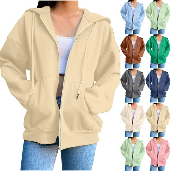 Pxxlle Plus Size Womens Hoodies Zip Up Drop Shoulder Hooded Sweatshirts Fall Winter Long Sleeve Jackets with Pockets Navy XL