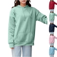 thumbnail image 1 of Pxxlle Plus Suze Hoodies for Women Oversized Long Sleeve Pullover Tops Fall Winter Solid Color Drawstring Hooded Sweatshirts with Pockets Navy S, 1 of 9