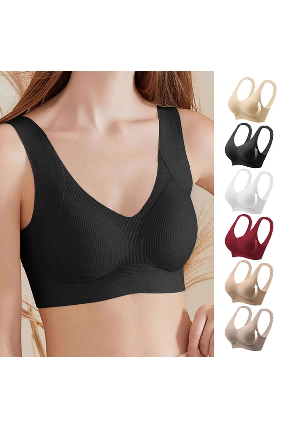 Seamless Wireless Bras for Women Plus Size High Support Bra Comfort Full Coverage Everyday Bralettes for Big Breast Beige XXXXL