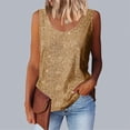 thumbnail image 1 of Pxxlle Sequin Tank Tops for Women Plus Size Sparkly Glitter Round Neck Party Shirts Loose Fit Sleeveless Night Club Tops Gold XXXL, 1 of 6