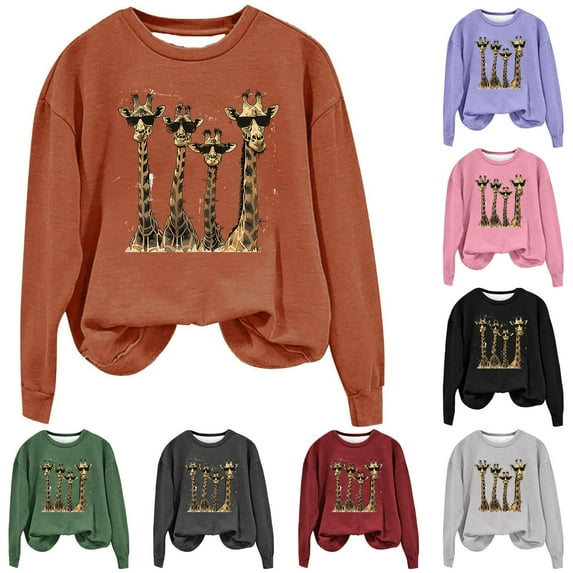 Pxxlle Sweatshirts for Women Trendy Funny Graphic Pullover Tops Fall Long Sleeve Sweatshirts Casual Round Neck Clothes Pink XXL