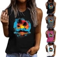 thumbnail image 1 of Pxxlle Tank Top for Women Hawaii Print Tank Tops Loose Fitted Sleeveless Beach Vacation Tops Casual Crewneck Going Out Tanks Black S, 1 of 5