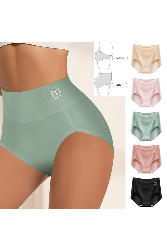 Tummy Control Underwear for Women Plus Size High Waisted Seamless Briefs Comfort Butt Lift No Show Panties for Everyday Pink XL