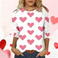 thumbnail image 1 of Pxxlle Valentines Day Tops Women Plus Size Cute Love Heart Printed Shirts Loose 3/4 Length Sleeve Shirt Round Neck Blouses Size L, 1 of 5