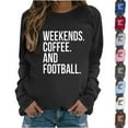 thumbnail image 1 of Pxxlle Weekends Coffee and Football Sweatshirts for Women Loose Fitted Round Neck Sweatshirt Casual Long Sleeve Fall Pullover Tops Red XL, 1 of 3