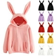 thumbnail image 1 of Pxxlle Womens Bunny Hoodie with Ears Cute Long Sleeve Animal Hoodies for Teens Solid Color Drawstring Sweatshirts with Pockets Red L, 1 of 3