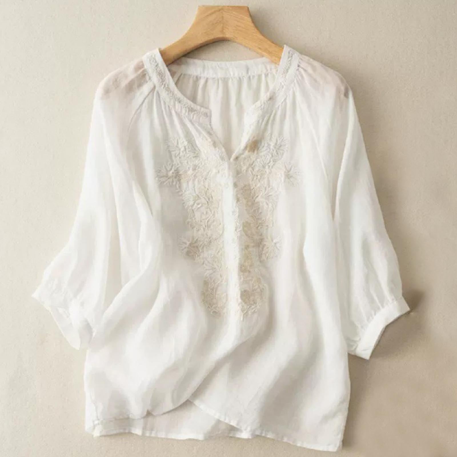 Pxxlle Womens Cotton Linen Tshirt Loose Fit Half Sleeve Tshrits Casual