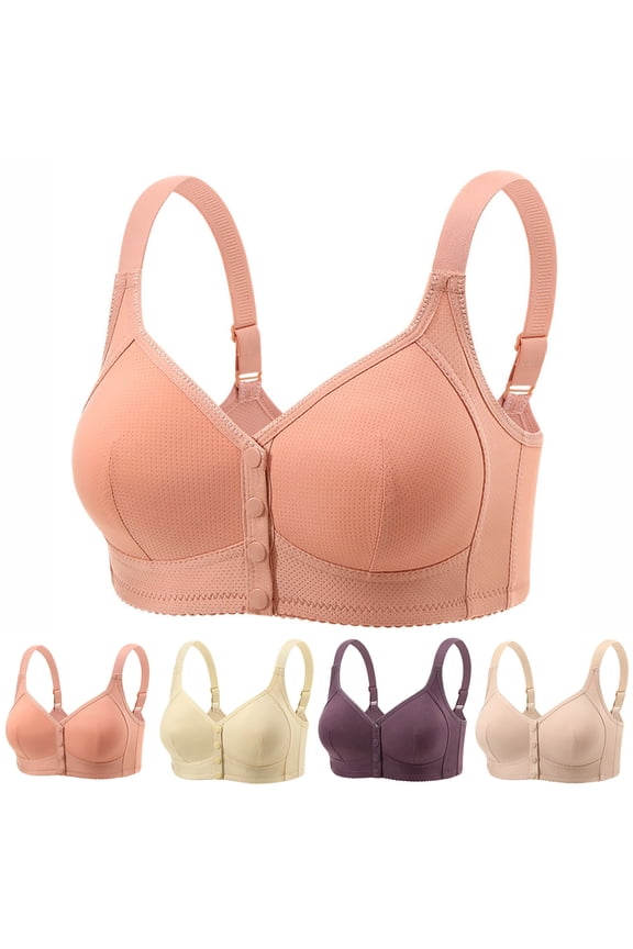 Womens Front Closure Bras Plus Size Wireless Push Up Bralettes Comfortable Adjustable Straps Full Coverage Everyday Bra 42 Purple