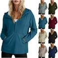 thumbnail image 1 of Pxxlle Womens Hoodies Casual Half Zip Fall Sweatshirts with Hood Loose Fit Long Sleeve Hooded Pullover Solid Color Workout Sweatshirt with Pockets Blue L, 1 of 10