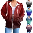 thumbnail image 1 of Pxxlle Womens Lightweight Oversized Zip Up Hoodie Plus Size Drop Shoulder Sweatshirts Fashion Gradient Graphic Hoodies Casual Sweatshirt with Pockets for Fall Trendy Wine M, 1 of 5