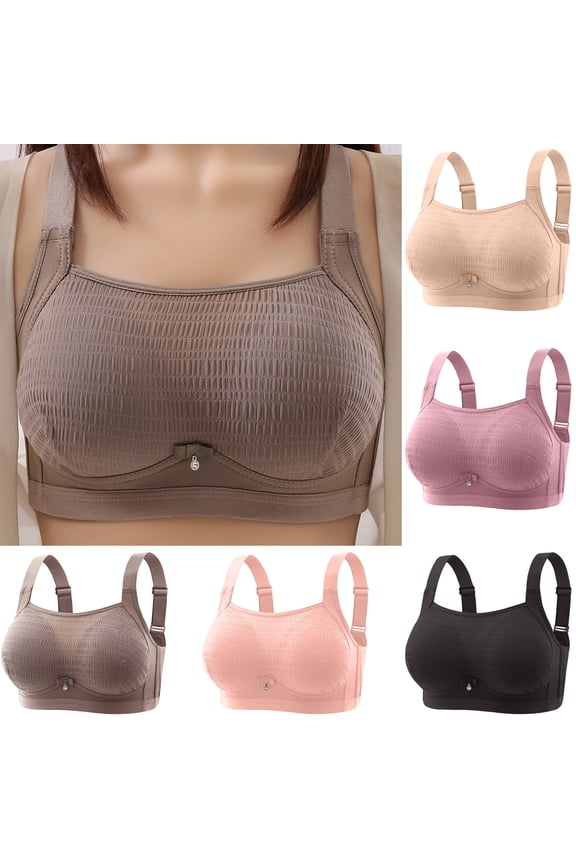 Womens Plus Size Bras Comfortable Wireless Push Up Beauty Back Bra Full Coverage Everyday Bralettes for Big Breast XL Coffee