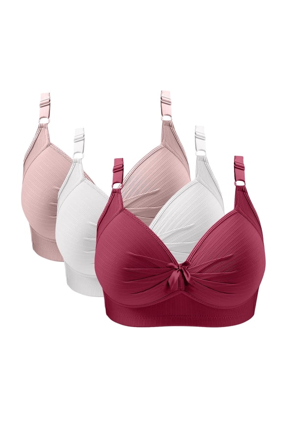 Womens Plus Size Bras Pack of 3 Comfort No Underwire Everyday Bra Breathable Full Coverage Supportive Bralette for Big Breast XXXXL Multicolor