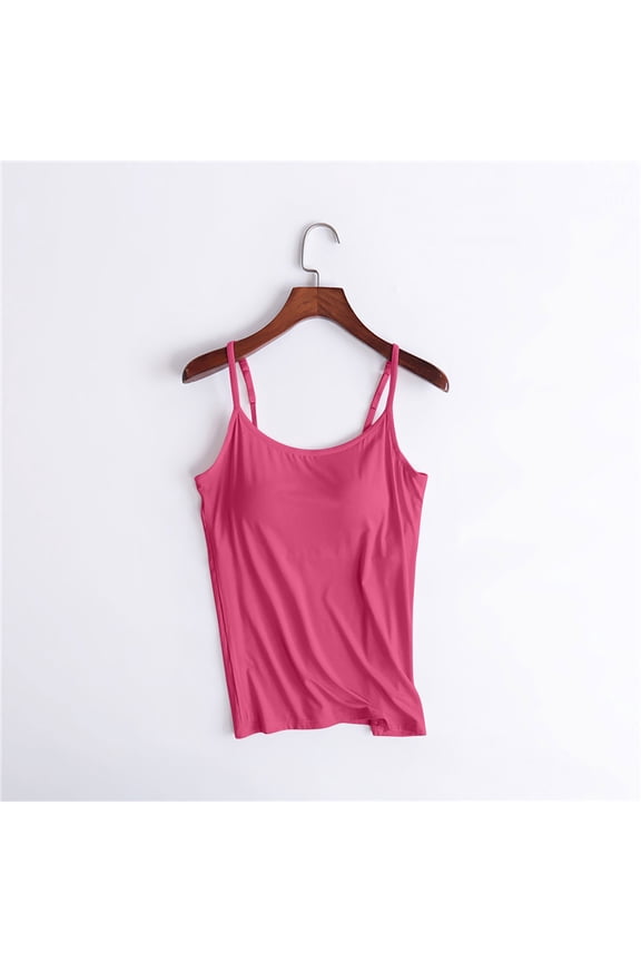 Womens Tank Tops with Built in Bras Adjustable Spaghetti Strap Camisole Tops Plus Size Workout Vest Tops Basic Undershirts