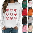 thumbnail image 1 of Pxxlle Womens Valentines Day Sweatshirts Love Heart Printed Sweatshirt Valentine's Day Long Sleeve Pullover Tops Pink M, 1 of 4