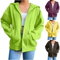 thumbnail image 1 of Pxxlle Womens Zip Up Hoodies Fall Fashion Long Sleeve Lightweight Oversized Sweatshirt Comfy Casual Drop Shoulder Fall Clothes Green S, 1 of 7