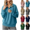 thumbnail image 1 of Pxxlle Zip Up Sweatshirts for Women Casual Long Sleeve Workout Pullover Tops Loose Fit Drop Shoulder Sweatshirt Solid Color Fall Winter Athletic Clothes Dark Blue M, 1 of 8