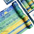 thumbnail image 1 of Pxymoer Washi Tape Set of 12 Rolls , Van Gogh Starry Night Decorative Green Leaves Floral Blue Yellow Washi Masking Tape Sets for Craft , Kids Scrapbook , Bullet Journal , DIY Gift Wrapping (Yellow), 1 of 6