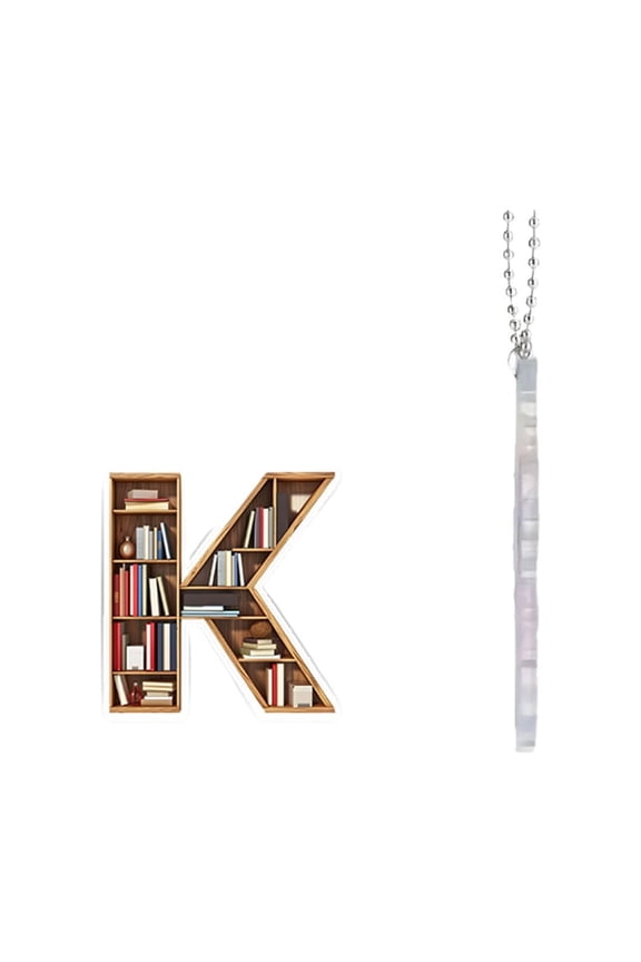 26 Letter Acrylic Keychain Pendant Mini Bookshelf Design Durable Keychain Suitable for Keys and Decor Unique Gift for Book Lovers and Friends