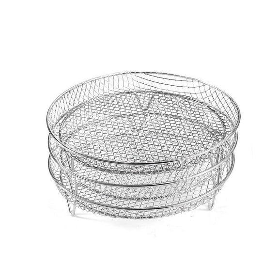 Pxyqht 304 Stainless Steel Three Layer Dehydration Rack Stackable Drying Rack with Elevated Corners and Clips for Efficient Food Drying and Storage