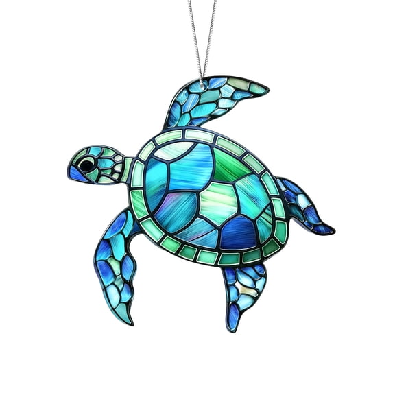 Pxyqht Acrylic Keychain Ornament with Inspirational Story Card Turtle Design Perfect Gift for Women Ideal for Christmas Tree Decoration and Home Decor