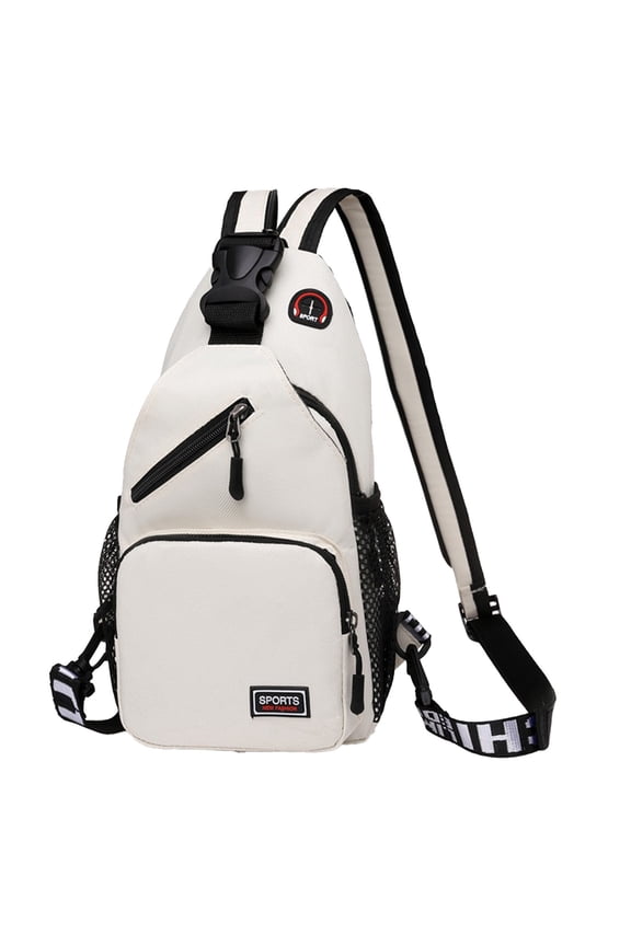 Changeable Zipper Lock Shoulder Backpack Messenger Bag with Headphone Hole and Side Mesh Pockets for Hiking Travel Business Lightweight Multipurpose Chest Pack