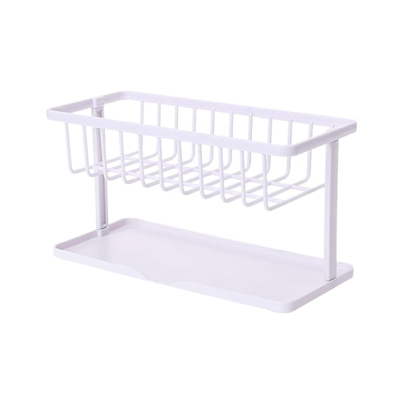 Pxyqht Double Sink Organizer for Kitchen and Bathroom, Sponge and Soap Dispenser, Versatile Draining Storage Rack, Removable Divider for Sponges and Brushes, Durable and Stable Countertop Solution