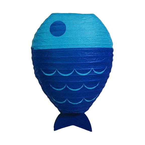 Pxyqht Fish Shaped Paper Lantern Hanging Decor Indoor Outdoor Pleated Paper Lamp Soft Translucent Reusable Ornament for Sea Theme Events