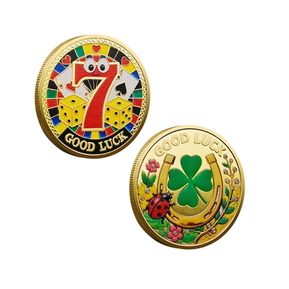 Pxyqht Four Leaf Clover Commemorative Coin Good Luck Wealth Success Health Peace Gift for Friends Family Desktop Decoration Token